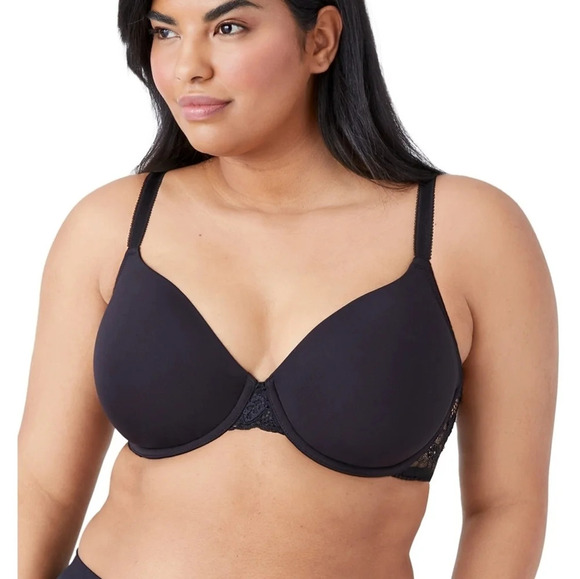 Wacoal French Garden Seamless T-shirt Bra with Lace in Black Plus Size 38C - Picture 7 of 16
